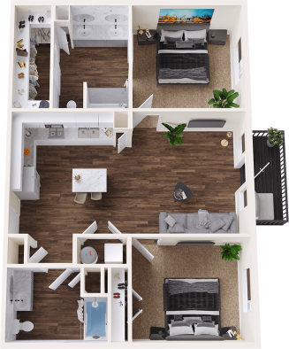 a floor plan of a two bedroom apartment at The BroadVue